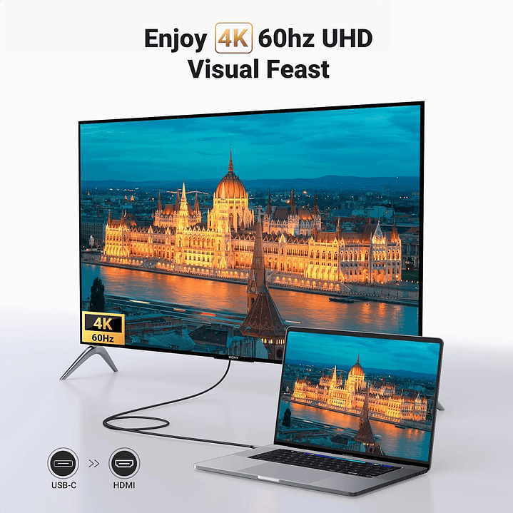 Ugreen cable HDMI cable - USB Type C 4K 60 Hz 1.5 m (black-gray) 5