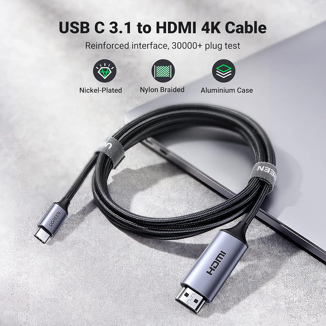 Ugreen cable HDMI cable - USB Type C 4K 60 Hz 1.5 m (black-gray) 9