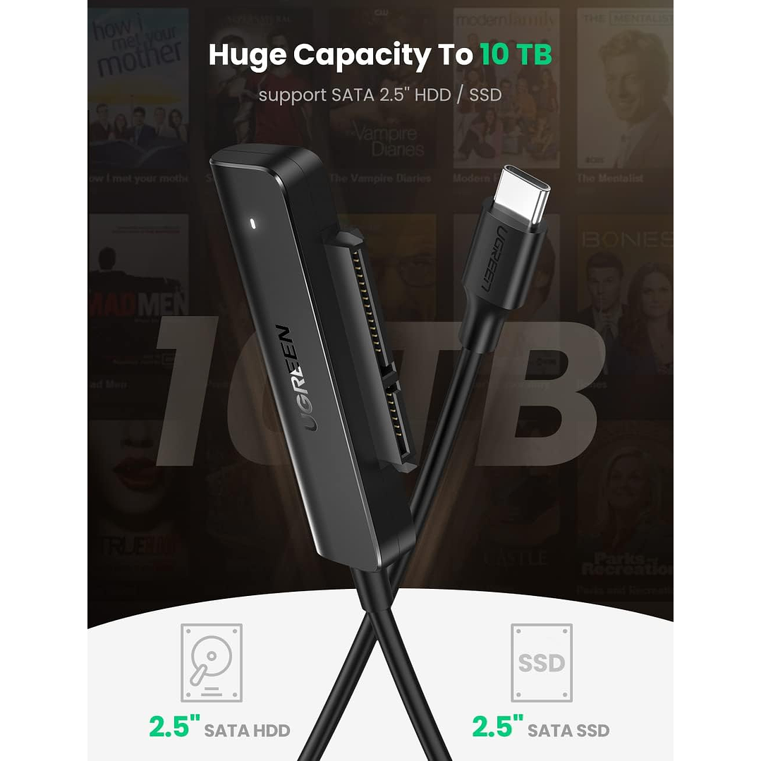UGREEN Conversor USB-C 3.0 para SATA de 2,5 polegadas 50 cm 2