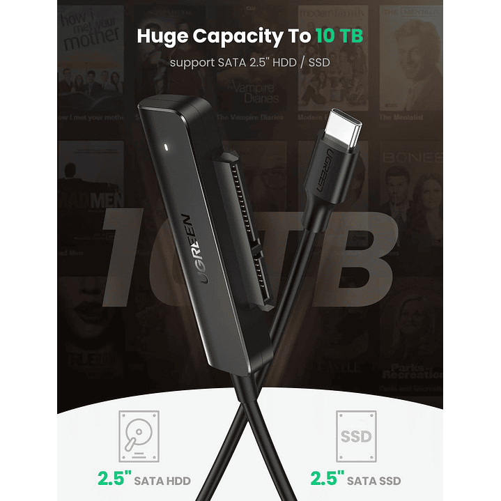 UGREEN Conversor USB-C 3.0 para SATA de 2,5 polegadas 50 cm 2