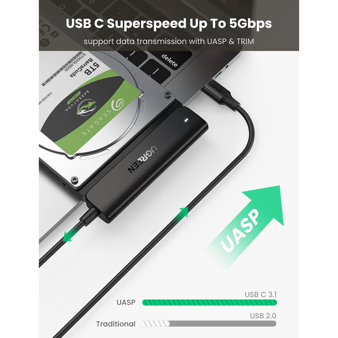 UGREEN Conversor USB-C 3.0 para SATA de 2,5 polegadas 50 cm 6