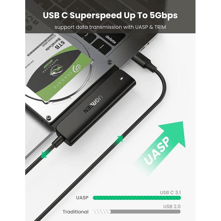 UGREEN Conversor USB-C 3.0 para SATA de 2,5 polegadas 50 cm 6
