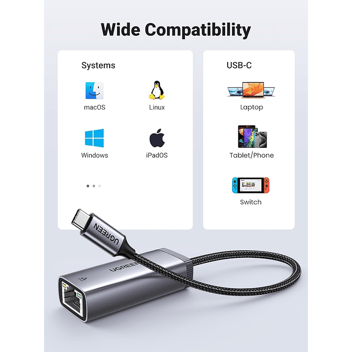 UGREEN USB-C 3.1 GEN1 To Gigabit Ethernet Adapter  2