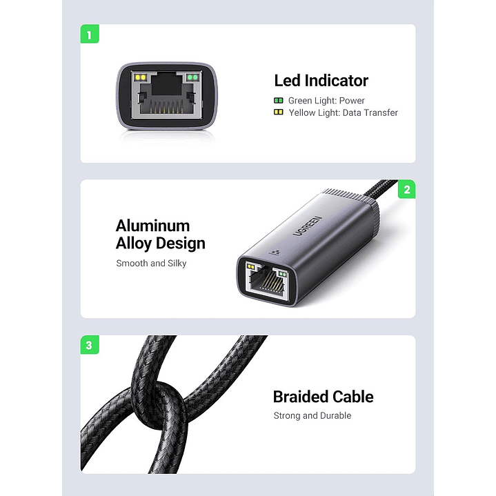 UGREEN USB-C 3.1 GEN1 To Gigabit Ethernet Adapter  3