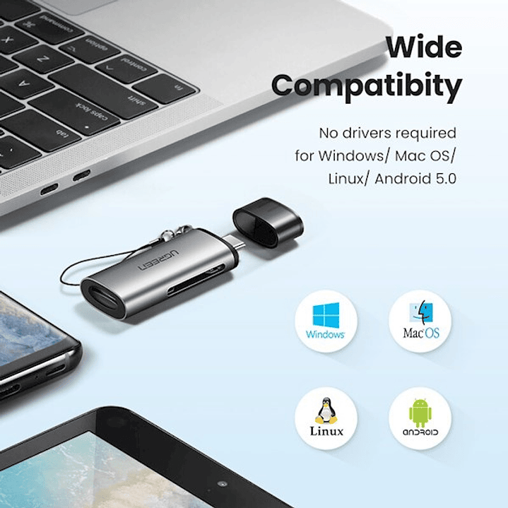 UGREEN Leitor de cartão USB-C TF + SD 4