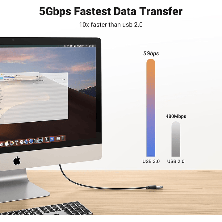 UGREEN Cabo macho de extensão USB 3.0 1 m (preto) 2