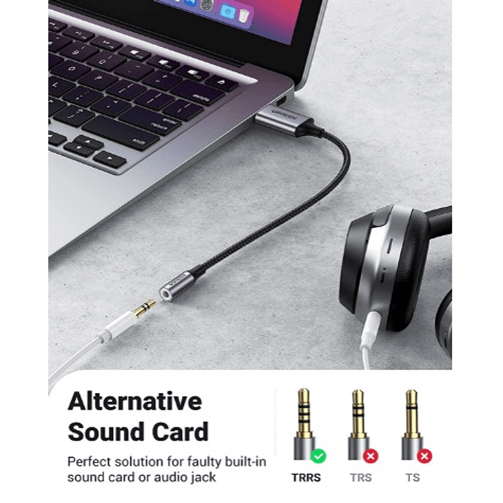 UGREEN USB 2.0 TO 3.5MM AUDIO ADAPTER ALUMINUM ALLOY 25CM 4