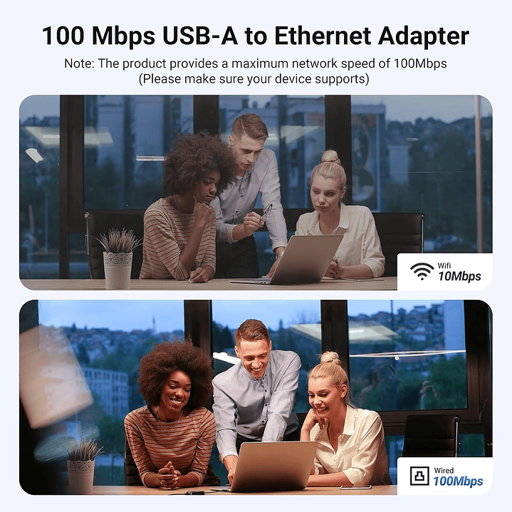 UGREEN USB-A to Ethernet Adapter, 10/100 Mbps Network Adapter, RJ45 Wired LAN Internet Adapter 6