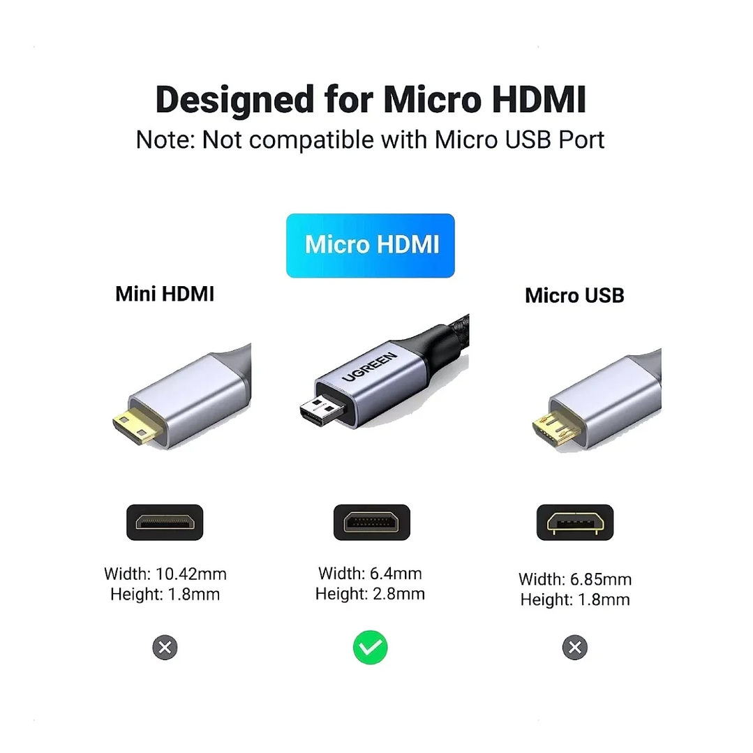 UGREEN 8K Micro HDMI to HDMI Cable- 1M 4