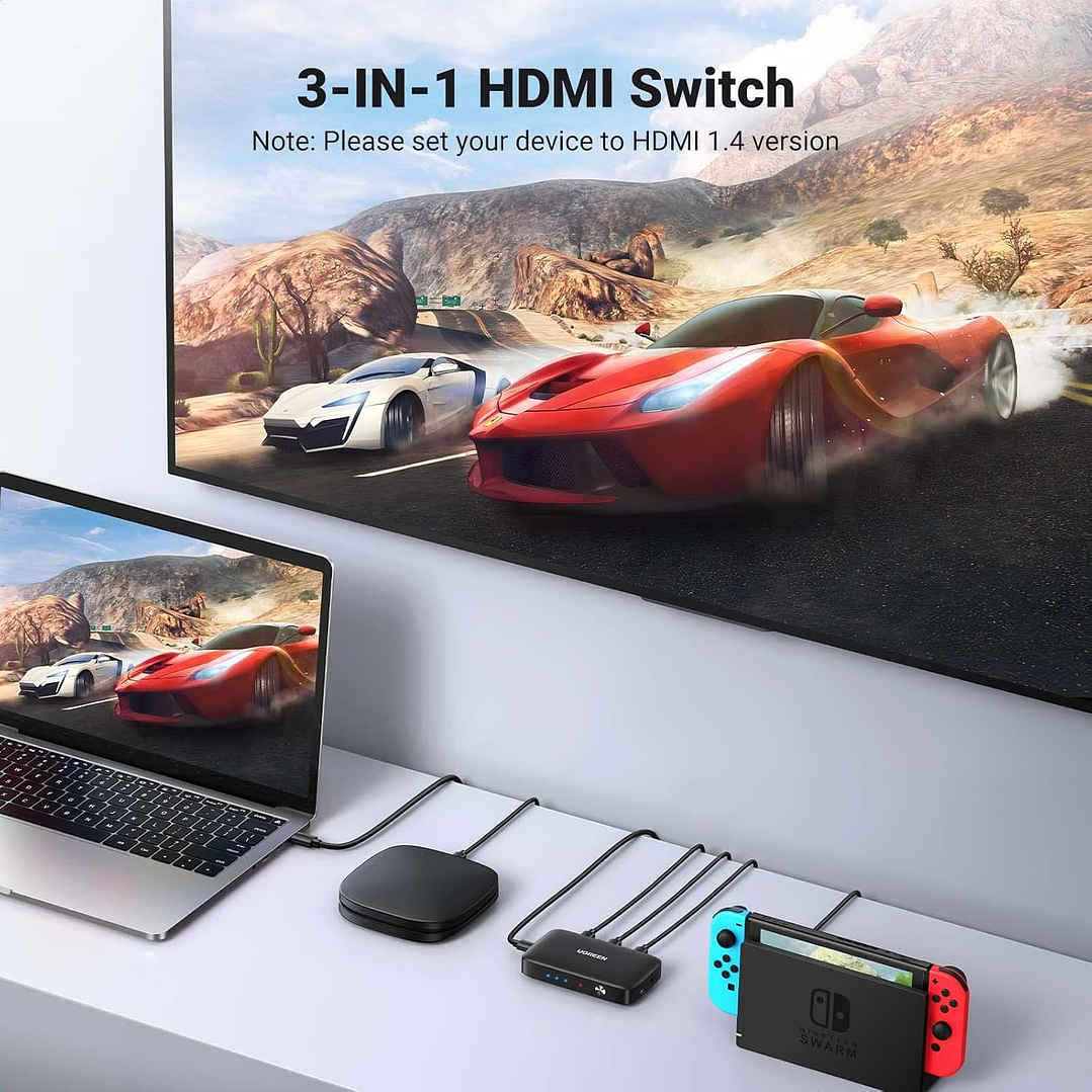 UGREEN HDMI Switch 3 in 1 Out 4K HDMI Switcher Splitter with Remote Control Support 4K 30Hz 3D HD 1080P  9