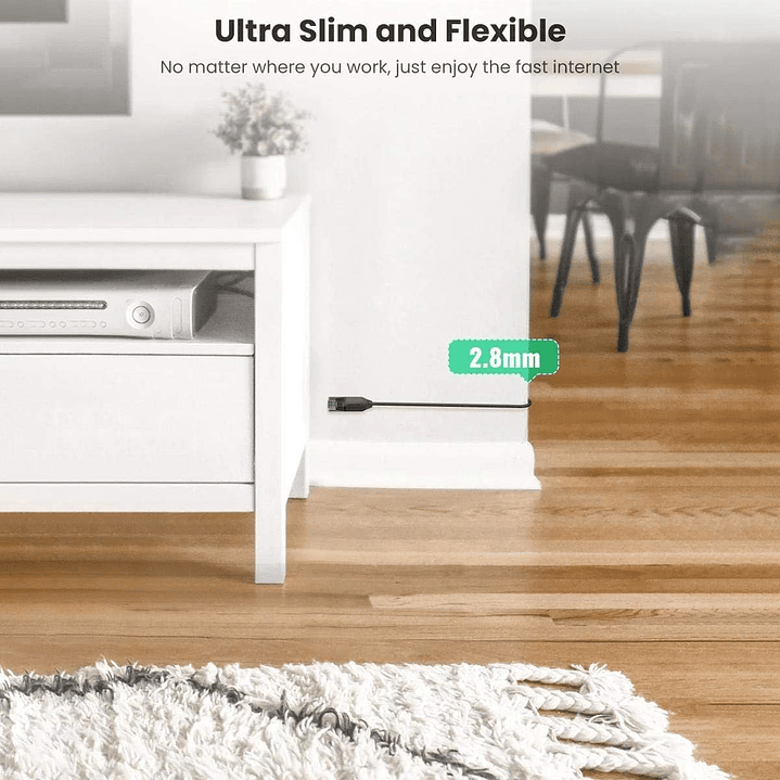 Ugreen Cat6A UTP Round&Ultra Slim Ethernet Cable Pure Copper 3M  3