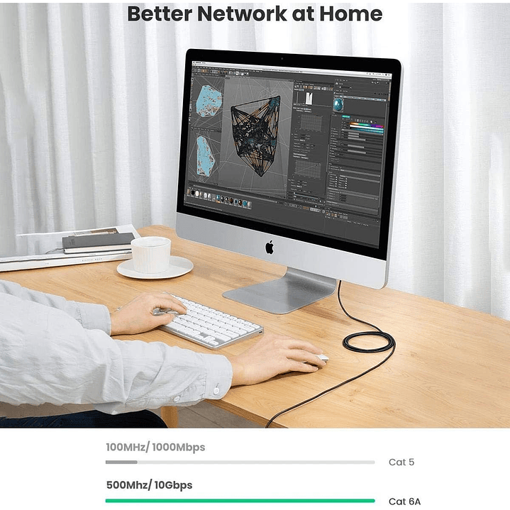 Ugreen Cat6A UTP Round&Ultra Slim Ethernet Cable Pure Copper 3M  5