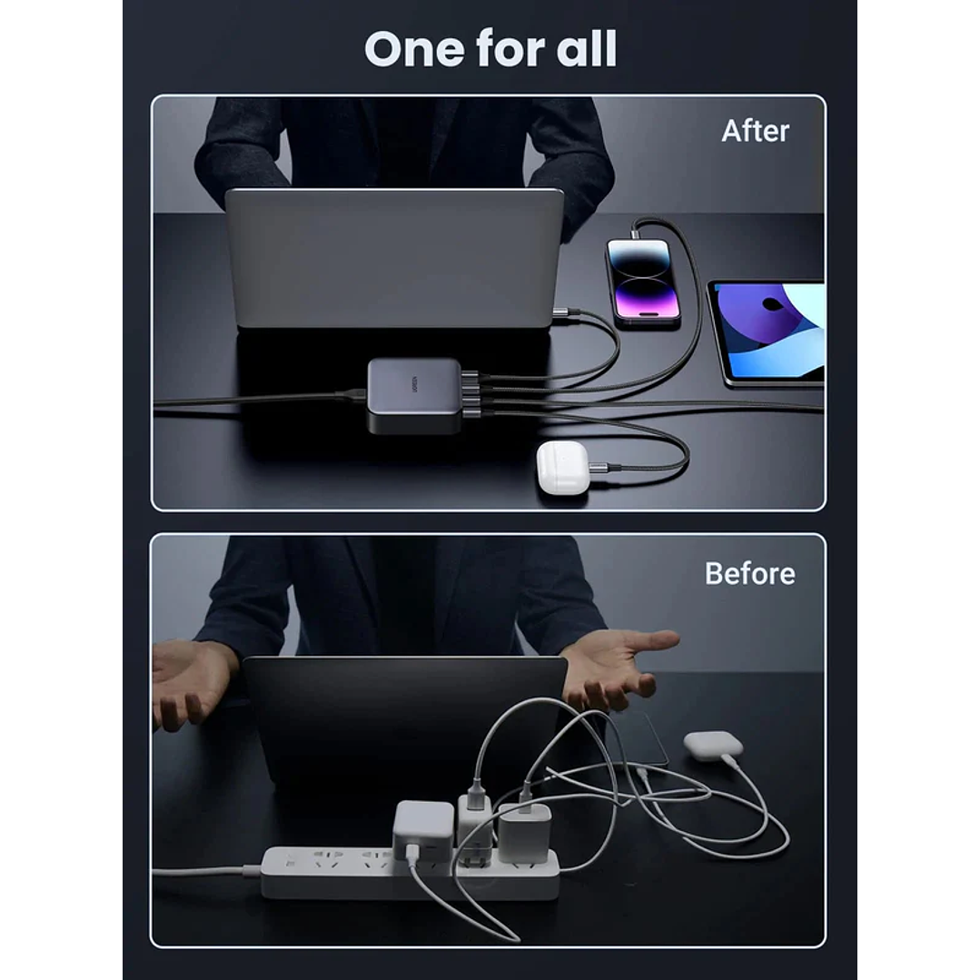 UGREEN Nexode charger, 3x USB-C, USB-A, GaN, 100W (black) 4