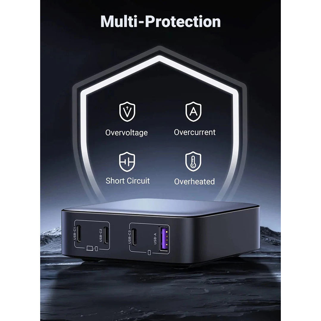 UGREEN Nexode charger, 3x USB-C, USB-A, GaN, 100W (black) 6
