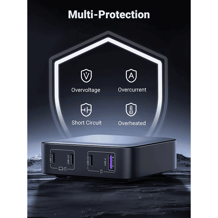 UGREEN Nexode charger, 3x USB-C, USB-A, GaN, 100W (black) 6