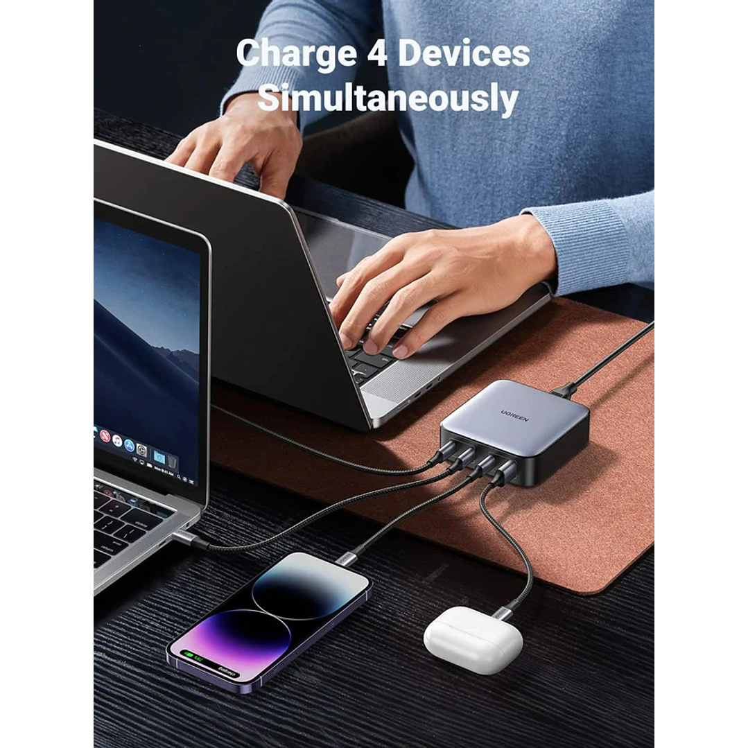 UGREEN Nexode charger, 3x USB-C, USB-A, GaN, 100W (black) 7