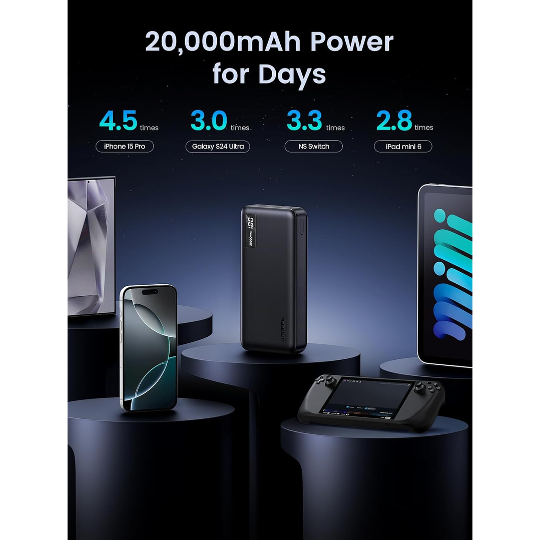 UGREEN Power Bank Portátil  20000mAh -22.5W PD 3.0 Fast Charging Battery 4