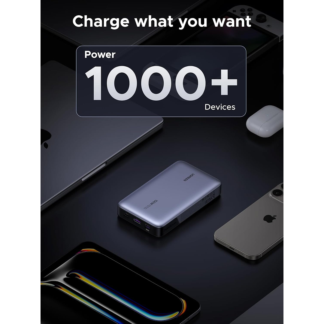 UGREEN 100W 20000mAh  Power Bank, Nexode Portable Charger USB C 3-Port PD Fast Charging Battery 6