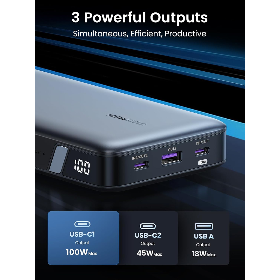 UGREEN 145W 25000mAh for Laptop-3 Ports Power Bank 3
