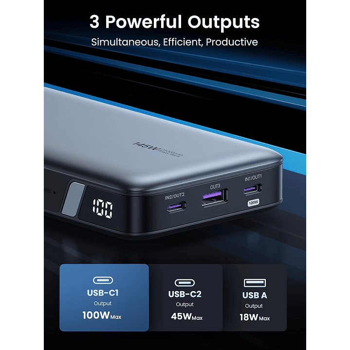 UGREEN 145W 25000mAh for Laptop-3 Ports Power Bank 3