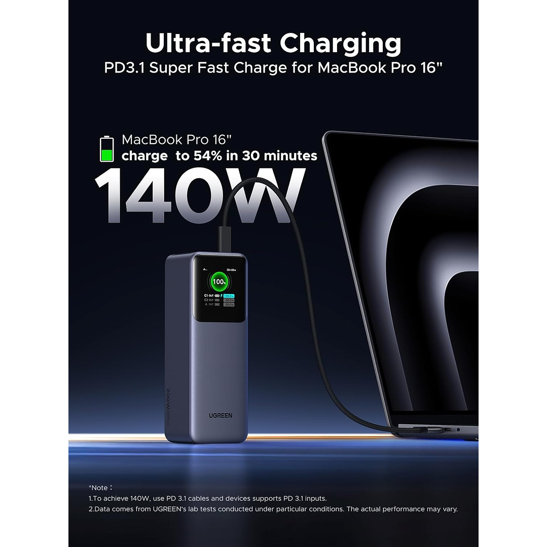 UGREEN Nexode Power Bank 25000mAh 200W with Smart Digital Display 3