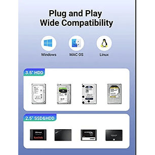 UGREEN Compartimento para Disco Rígido Raid de 2 Baias e 3,5''