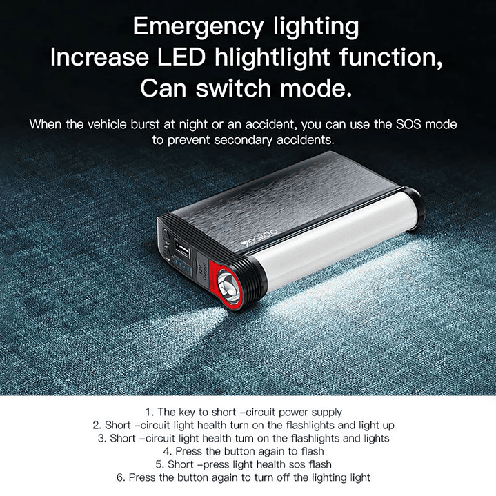 Yesido YP36 Jump Starter 10000mAH Power Bank Car 6