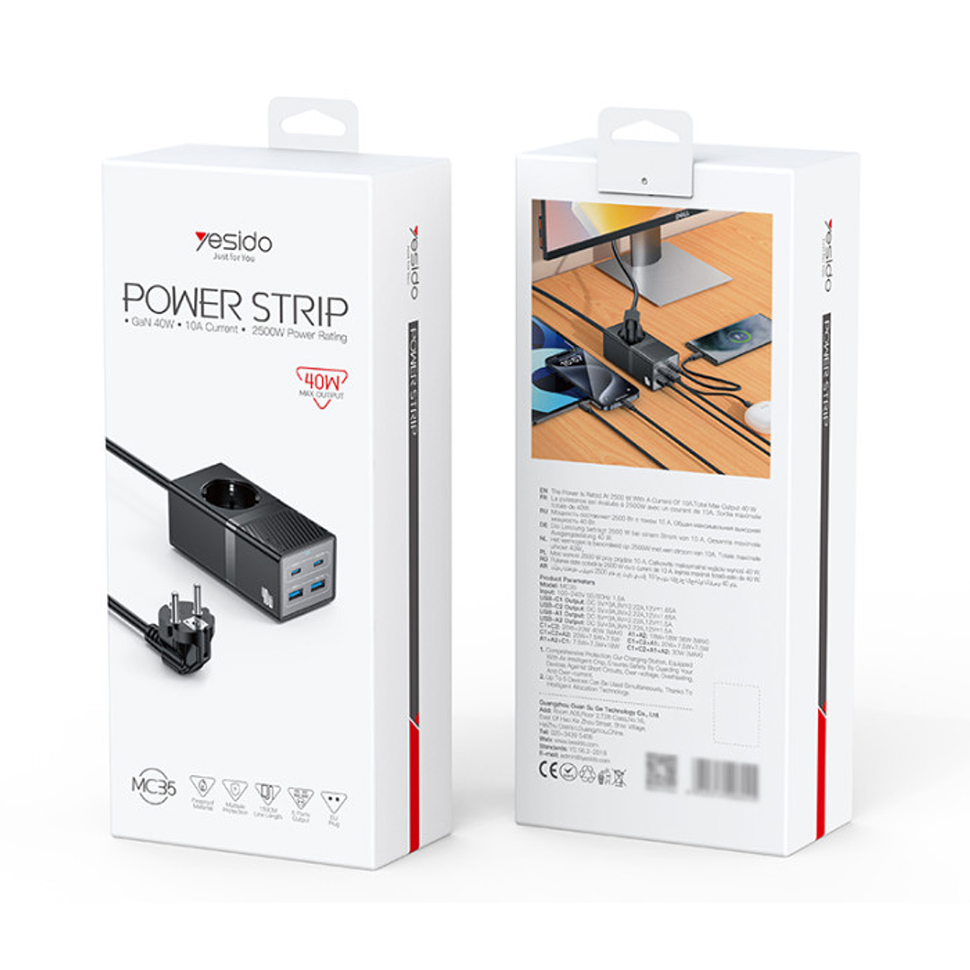 Yesido MC35 EU 40W Power Strip 1.5M 5