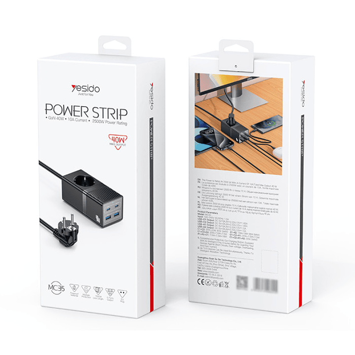 Yesido MC35 EU 40W Power Strip 1.5M 5