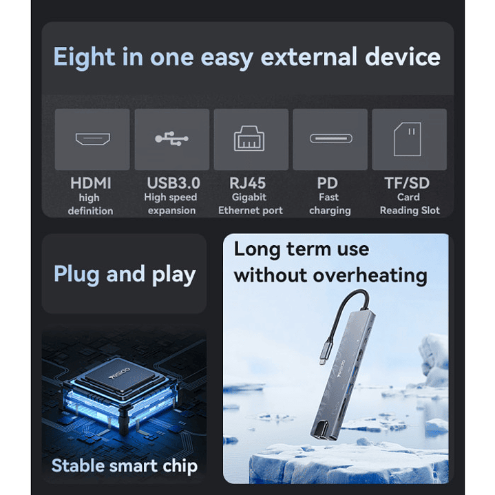 Yesido HB27 8 IN 1 Hub Adapter 3