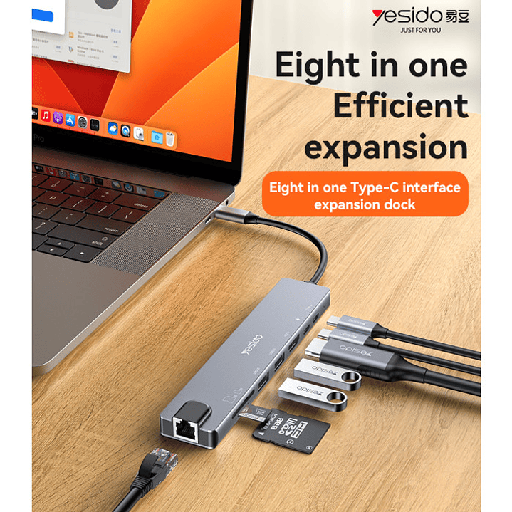 Yesido HB27 8 IN 1 Hub Adapter 2