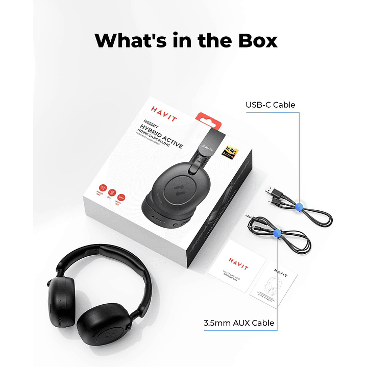 Havit H655BT Hybrid Active Noise Cancelling Wireless Headphones 7