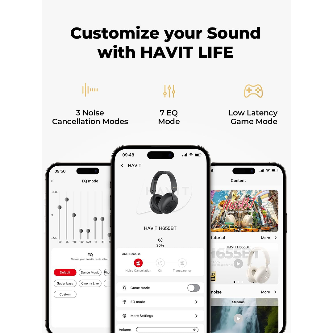 Havit H655BT Hybrid Active Noise Cancelling Wireless Headphones 5