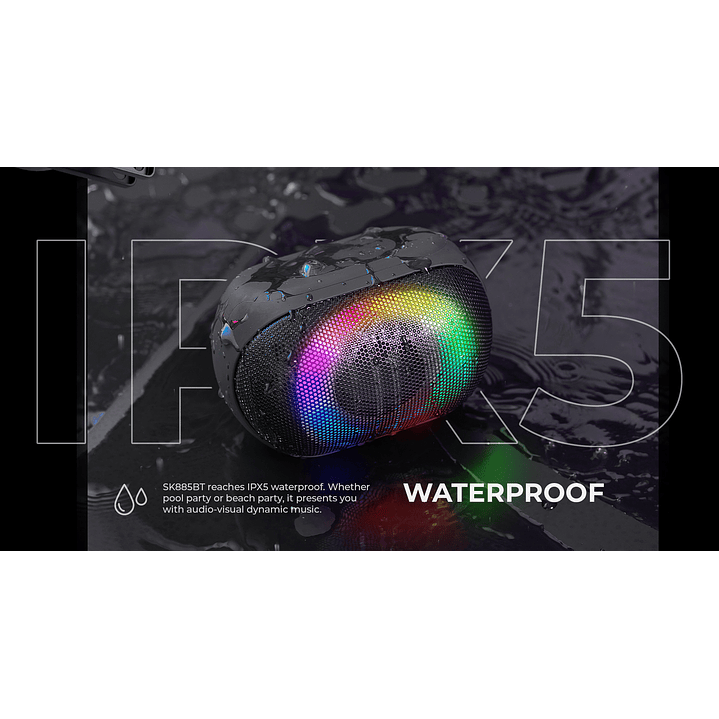 Havit SK885BT Colorful RGB Light Wireless Waterproof Speaker 8