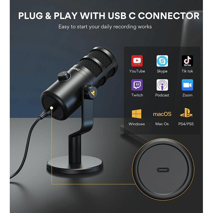Maono PD100U Microfone USB dinâmico 3