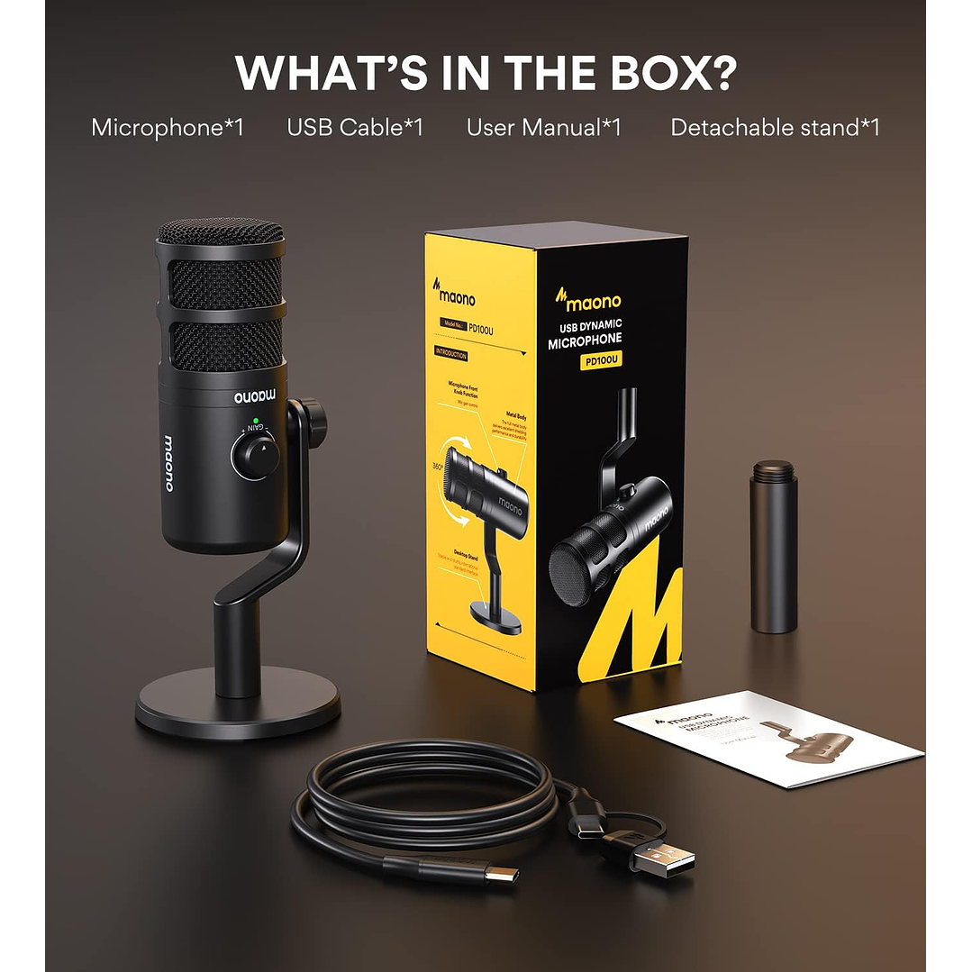Maono PD100U Microfone USB dinâmico 9