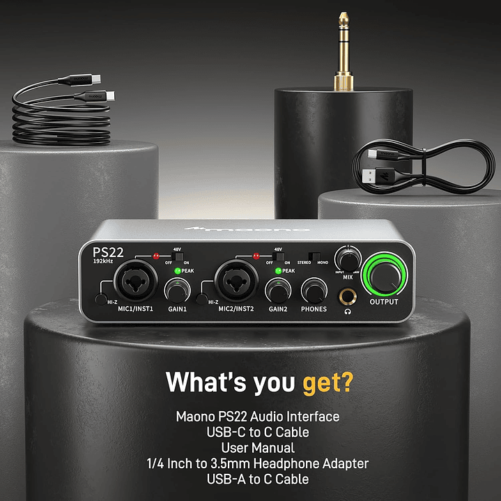 Maono PS-22 Interface de áudio 3