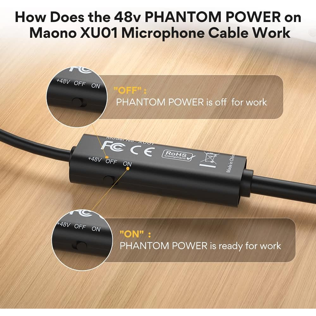 Maono AU-XU01 Cabo de microfone 10FT USB para XLR 3