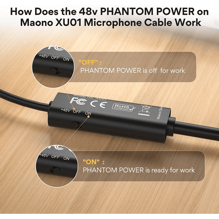 Maono AU-XU01 Cabo de microfone 10FT USB para XLR 3