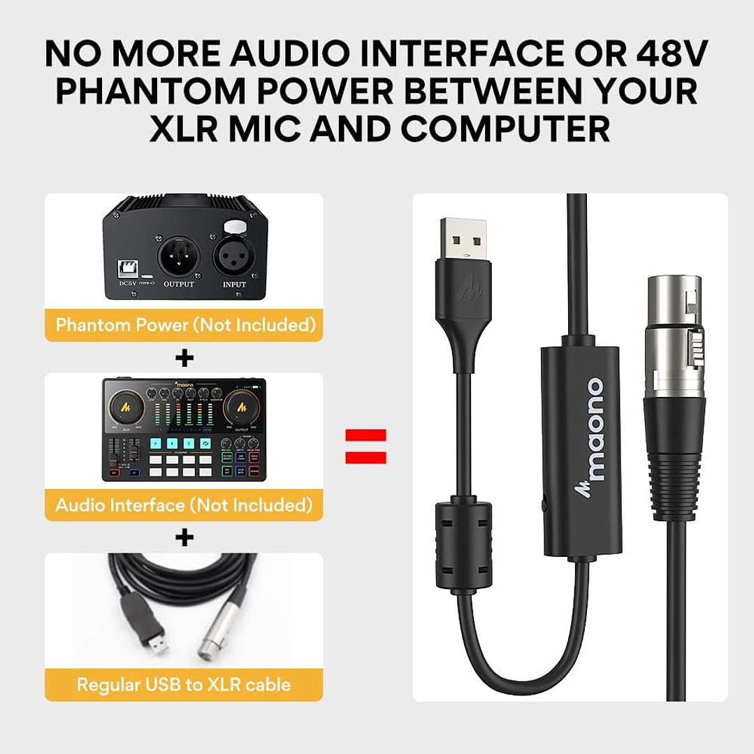 Maono AU-XU01 Cabo de microfone 10FT USB para XLR 4