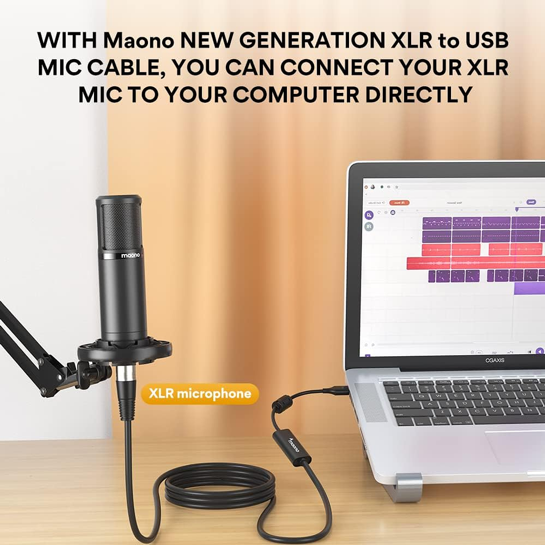 Maono AU-XU01 Cabo de microfone 10FT USB para XLR 5