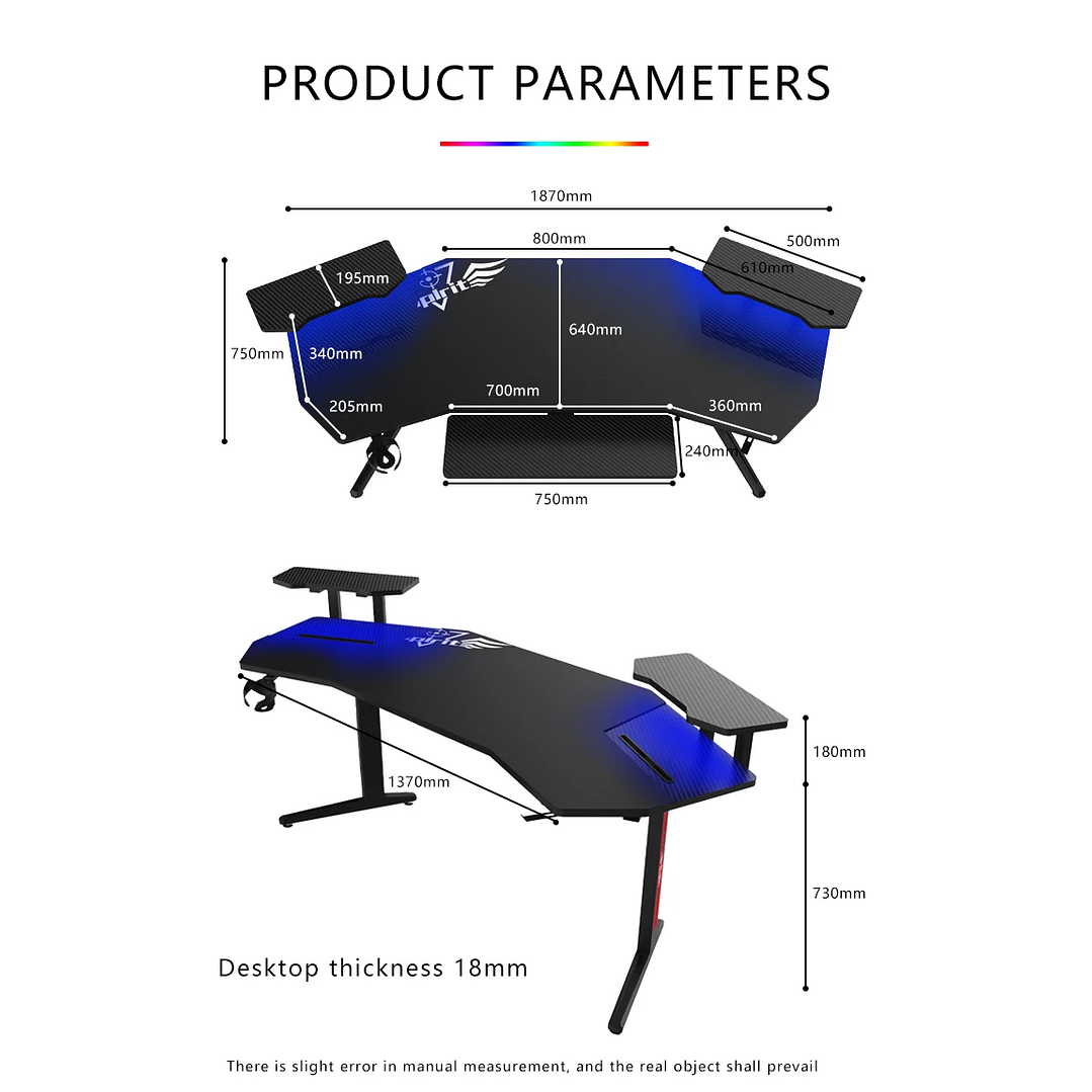 Secretária Gamer em Fibra De Carbono RGB GT-031 5