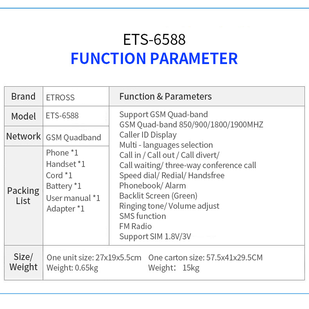 Telefone Fixo GSM Wireless FWP 6588 6