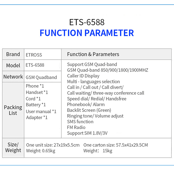 Telefone Fixo GSM Wireless FWP 6588 6