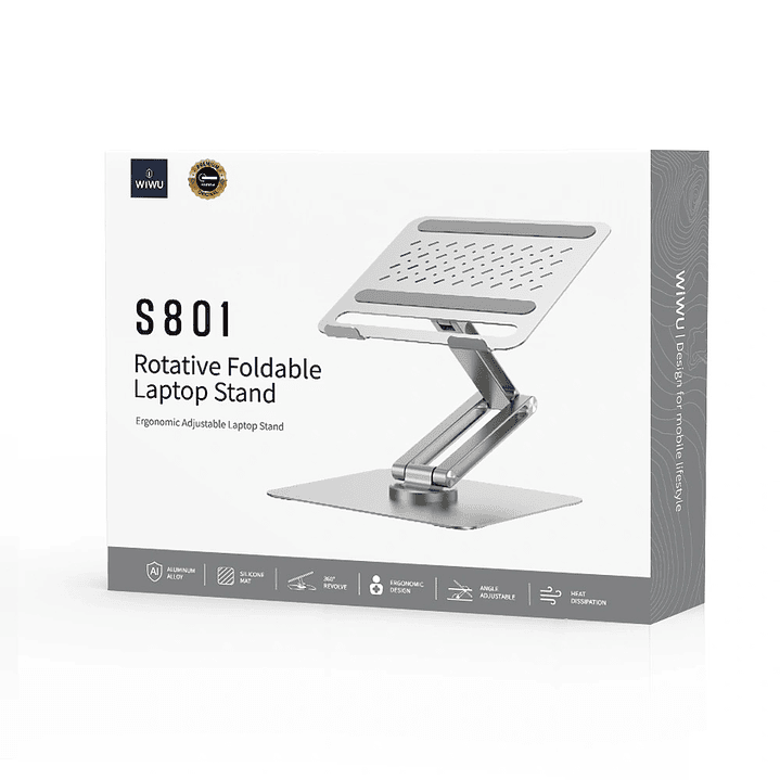 Suporte Ergonômico Para Laptop Em Liga De Alumínio WiWU S801 Giratório Ajustável 4