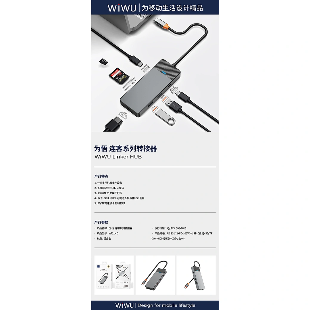 WIWU Linker 721 7 in 1 Type C Hub 6