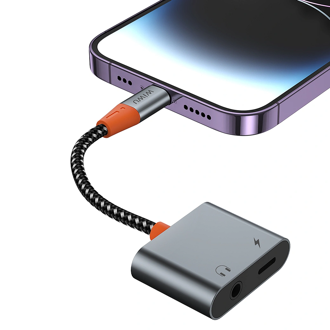 WIWU Audio adapter LT07 Lightning to lightning for charging and 3.5mm audio 3