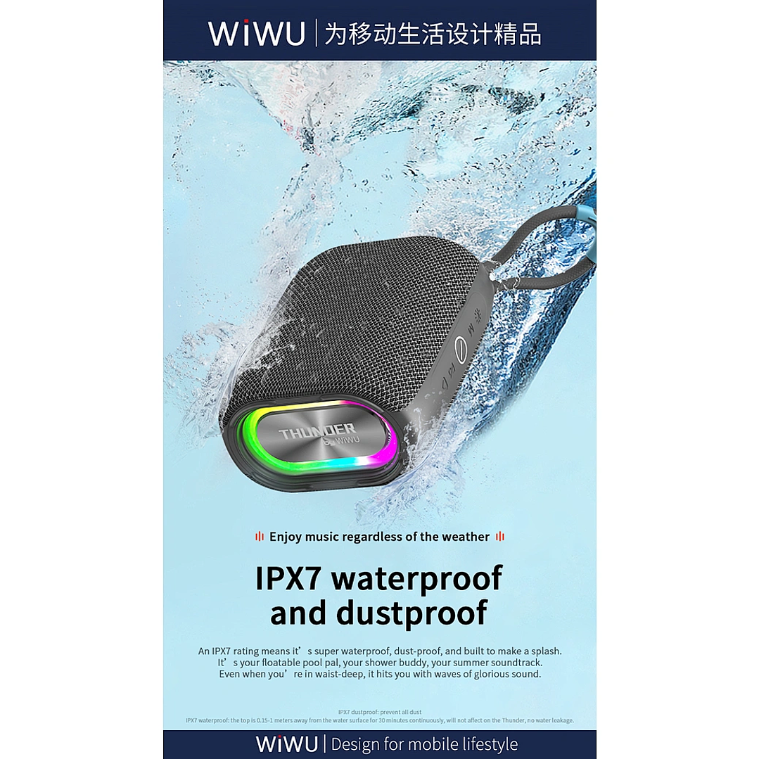 WiWU Thunder Wireless Speaker Portable Premium Audio Speaker P26 7