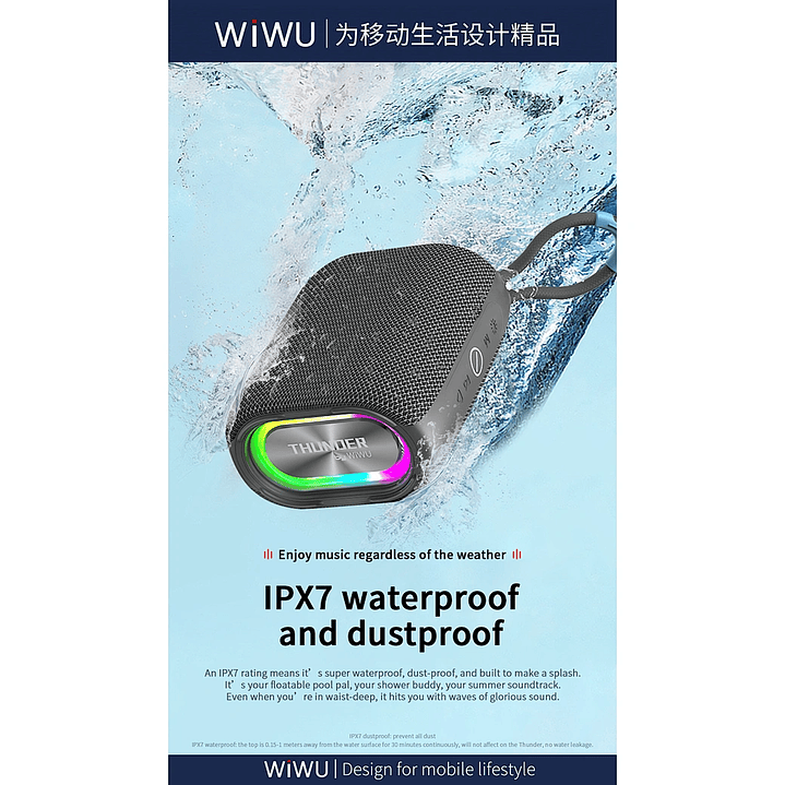 WiWU Thunder Wireless Speaker Portable Premium Audio Speaker P26 7