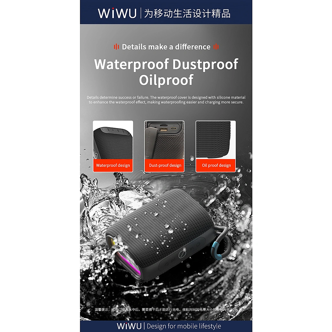 WiWU Thunder Wireless Speaker Portable Premium Audio Speaker P26 9